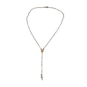 925 Sterling Silver Y Drop Lariat Necklace Holy Mary Christianity Faith Believe